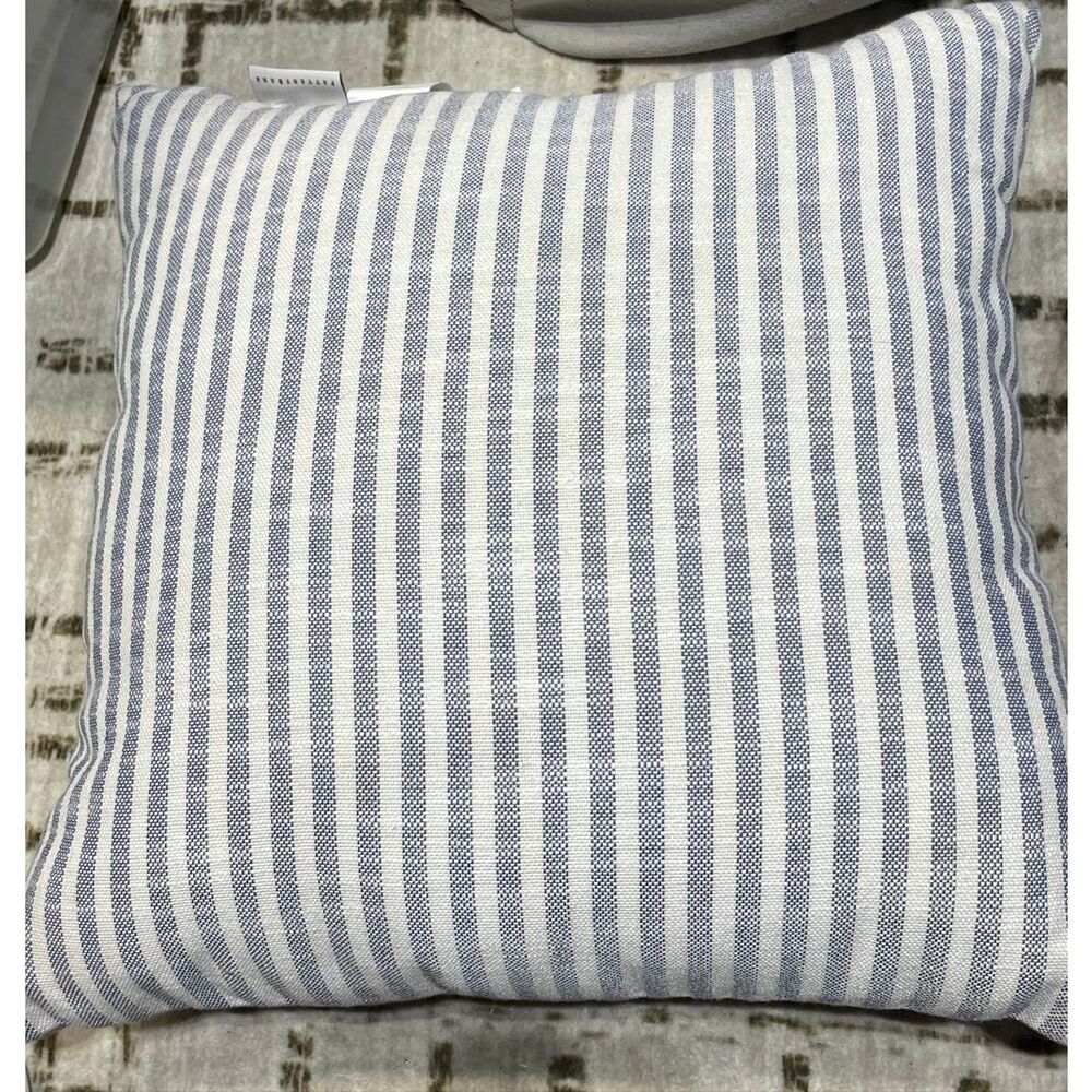 Pottery Barn Sunbrella Striped Outdoor Pillow Blue